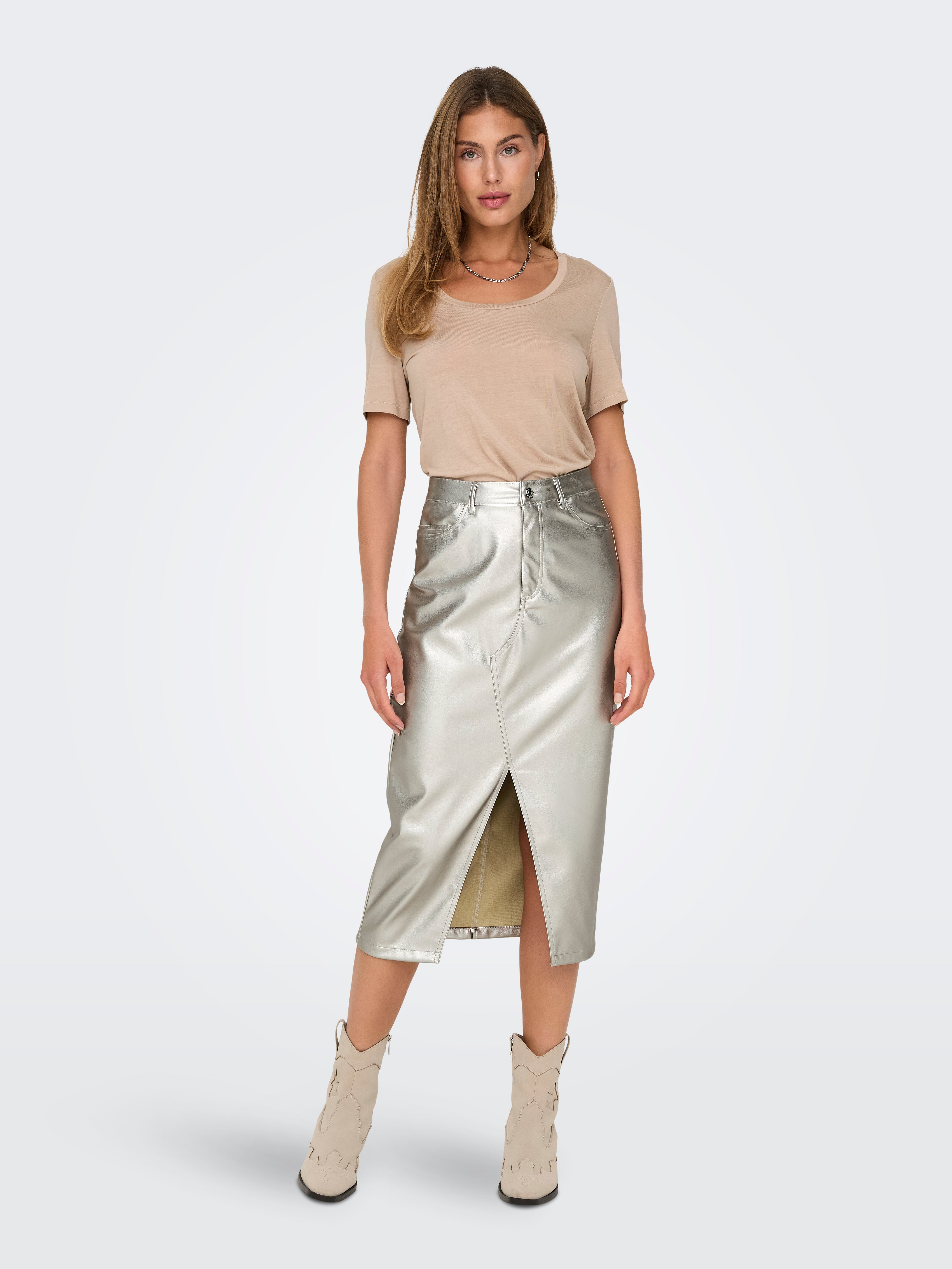 ONLLOLA-ELYNA Kunstlederrock Silver