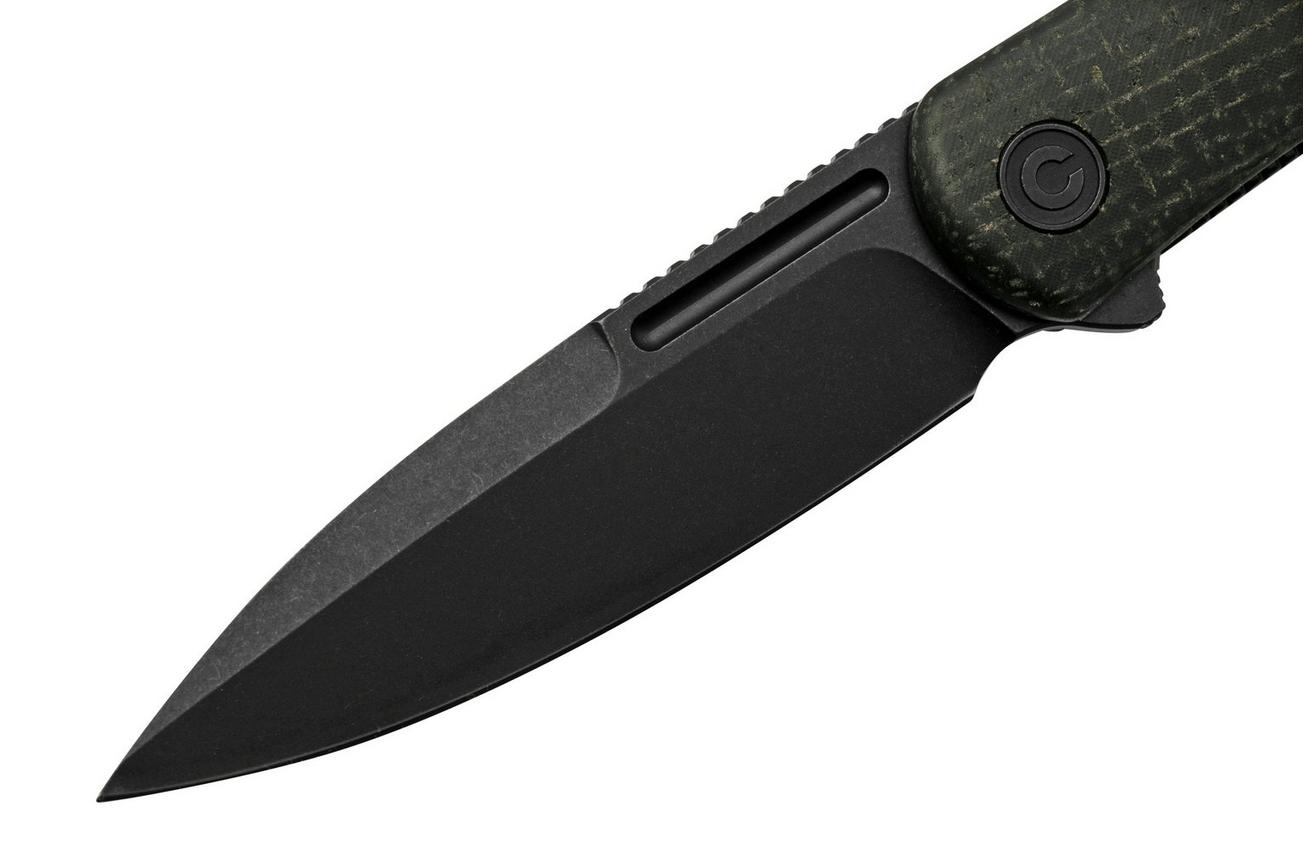 CIVIVI Caetus C21025C-2 Black Burlap Micarta, Black Stonewashed, zakmes