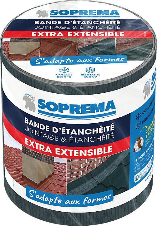 Bande d'étanchéité Extensible Soprema ardoise 15cm x 5m, ép. 1.6mm