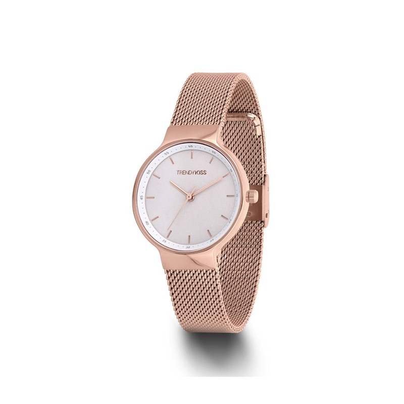 Montre Trendy Kiss en Maille Milanaise Femme Rose doré