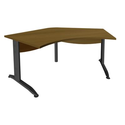 Bureau symétrique 120° IDRA - L180 cm - Pied anthracite - plateau imitation noyer