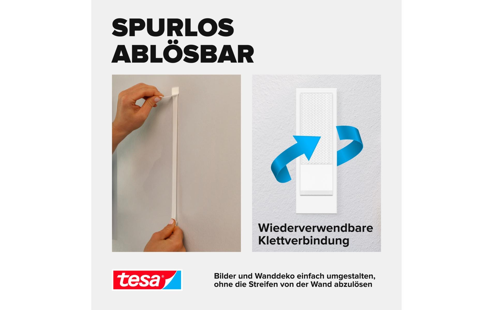 Montagestreifen Powerstrips CLICK Medium 16 Paar, 5.4 kgKlett-Klebepads zum An- und Abklicken von Bilderrahmen und Wanddekorationen ohne Bohren