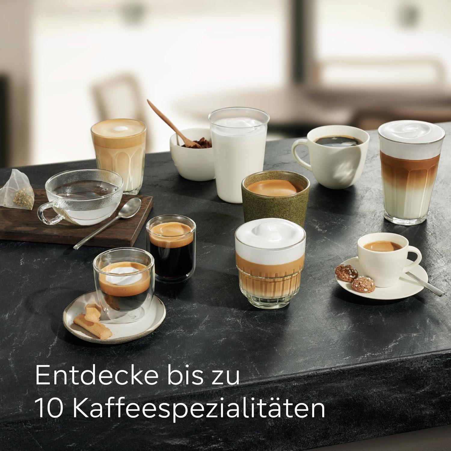 Siemens Kaffeevollautomat EQ500 integral TQ517D03, viele Kaffeespezialitäten, Milchaufschäumer, integr. Milchbehälter, 2-Tassen-Funktion, automat. Dampfreinigung, 1500 W, edelstahl/klavierlack schwarz