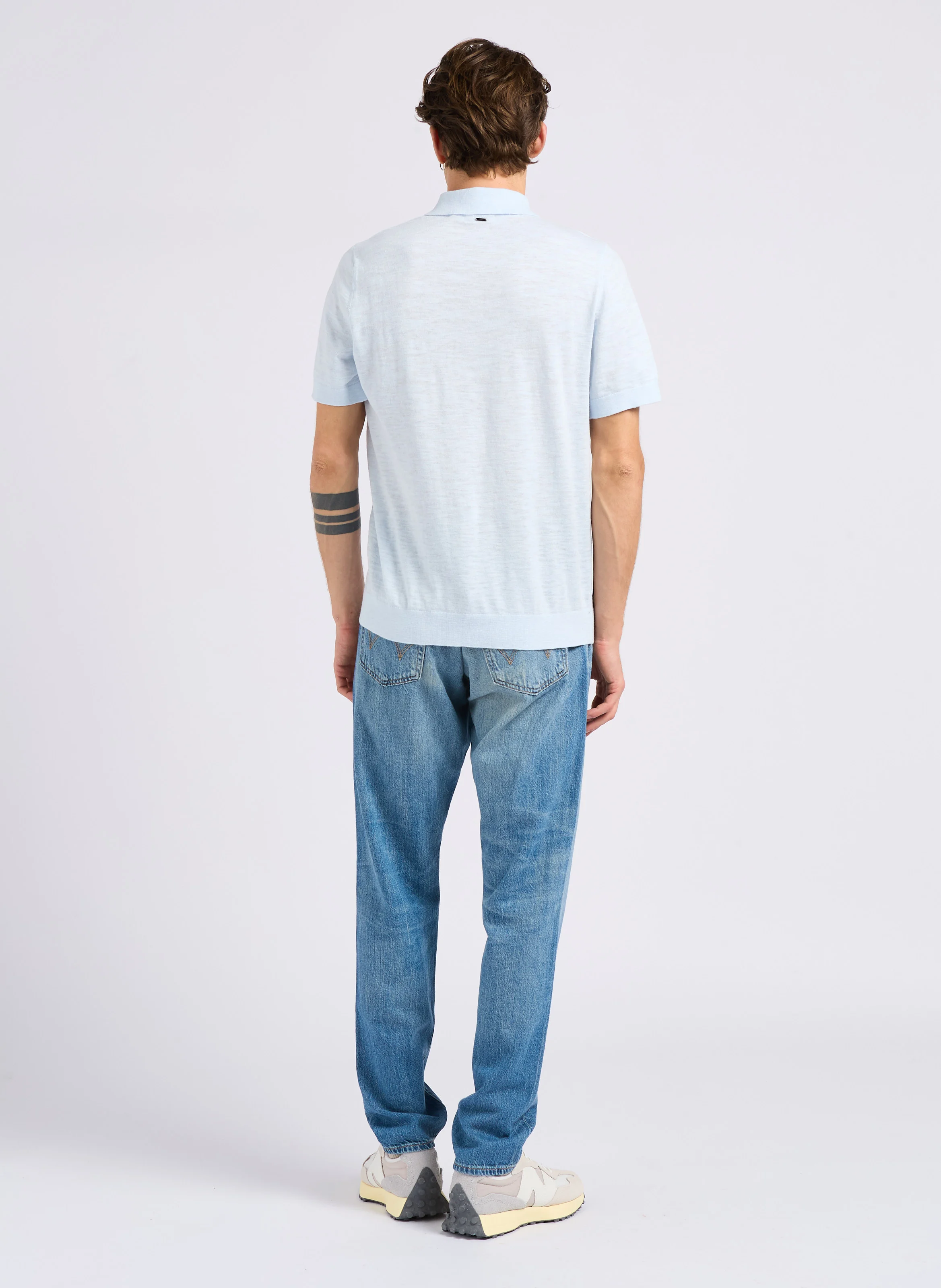 Polo manches courtes en coton mélangé | Bleu