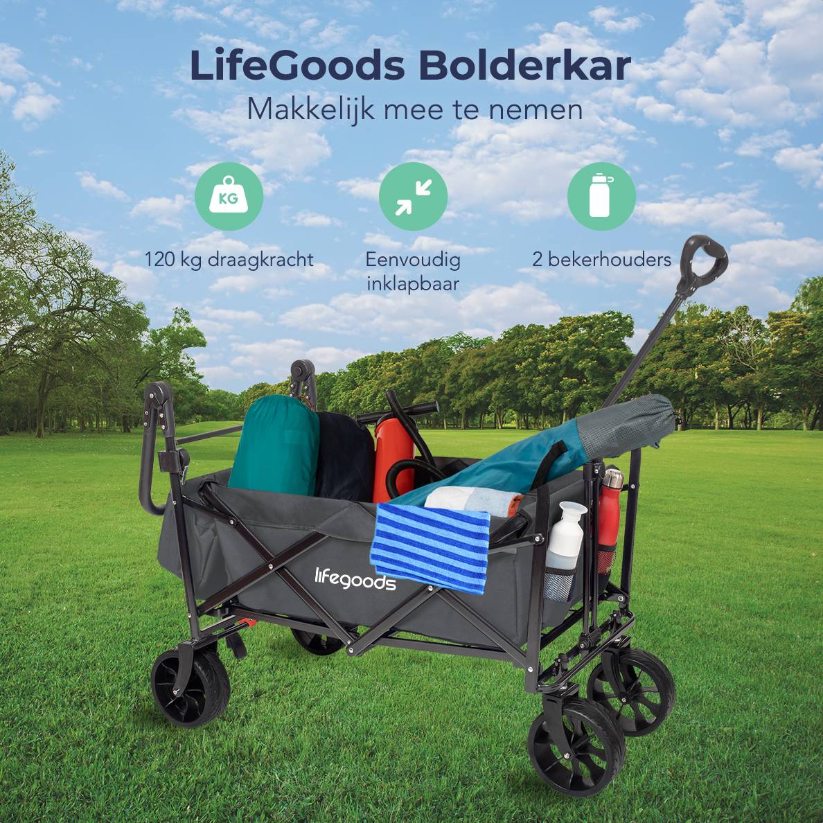 Lifegoods 90l bolderkar - grey