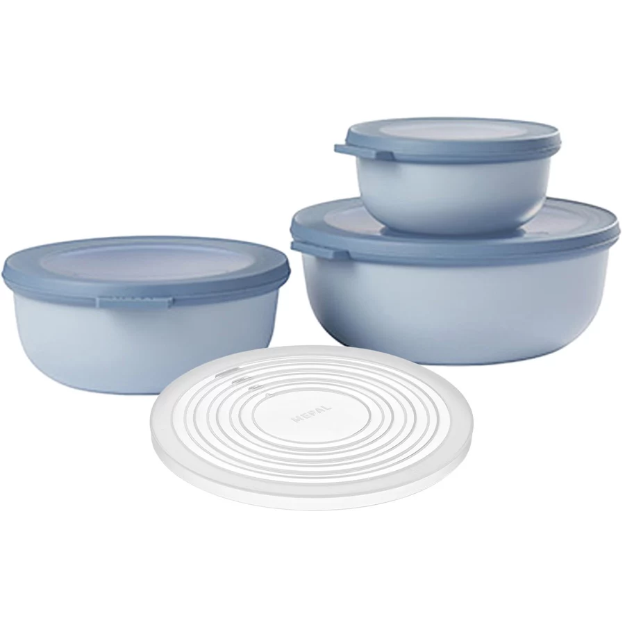 Mepal Multischüsseln + Deckel Cirqula 350 + 750 + 1250 ml 4er Set hellblau