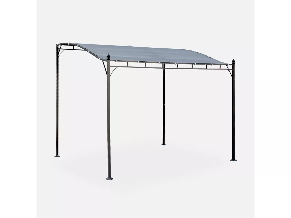Pergola adossée 3x2.5m - Brestum - Toile grise - Pergola murale