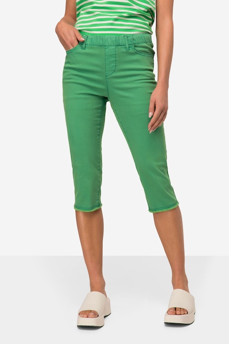 Caprihose, Jeggings, Fransensaum, Elastikbund, mit recycelten Materialien