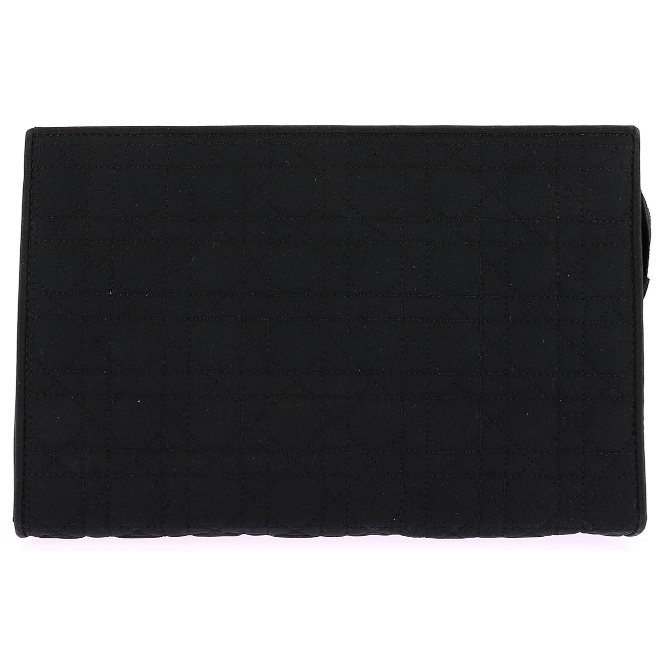 Chanel Pochette vintage en Toile Cannage noire - Parfait état - Longueur 20 cm
