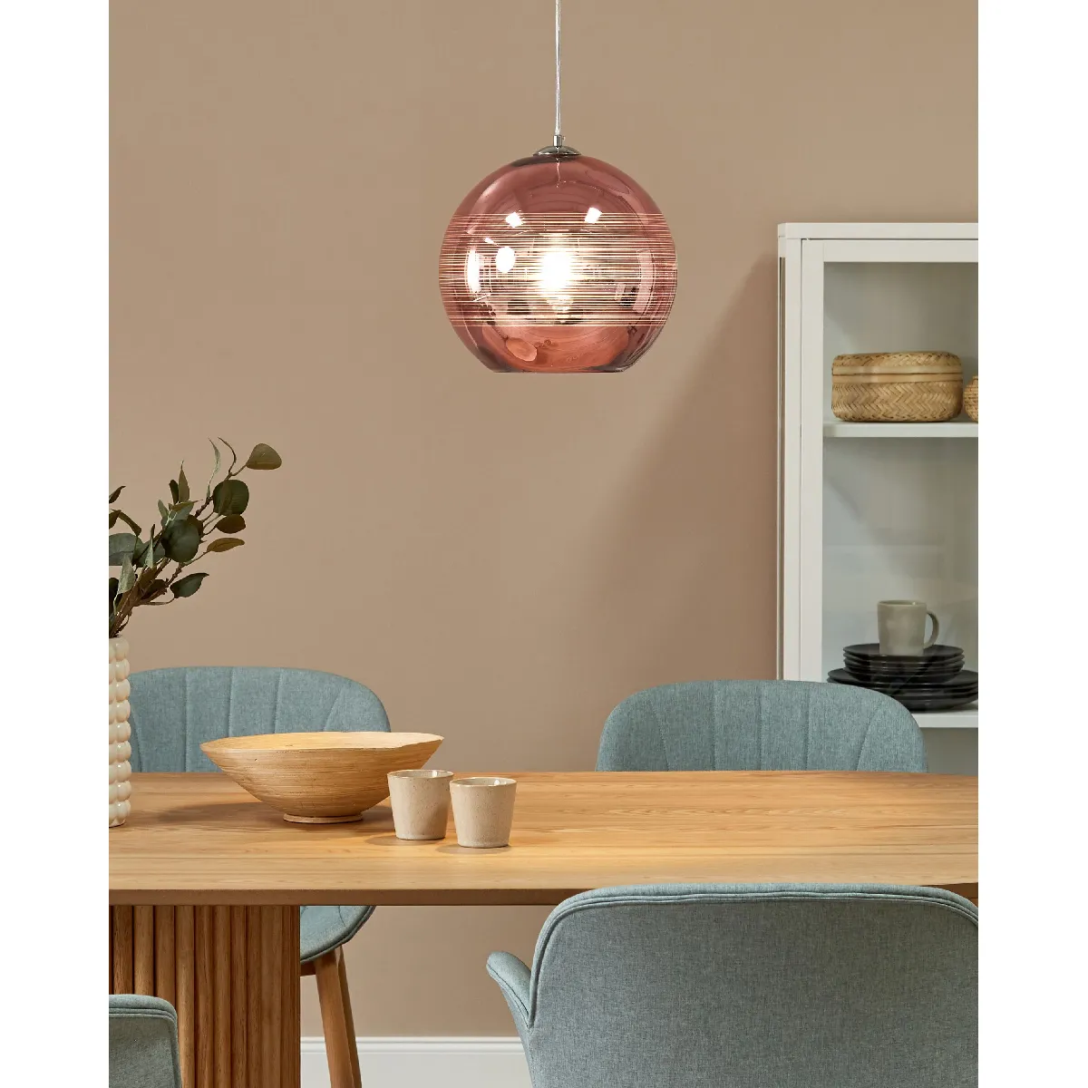 Beliani Lampe suspension ASARO Verre Rose