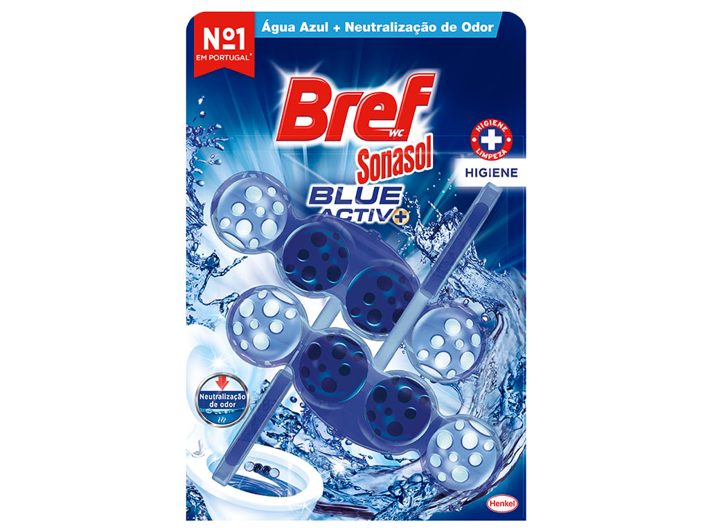 BLOCO SANITÁRIO BREF SONASOL BLUE ACTIVE HIGIENE 2X50G