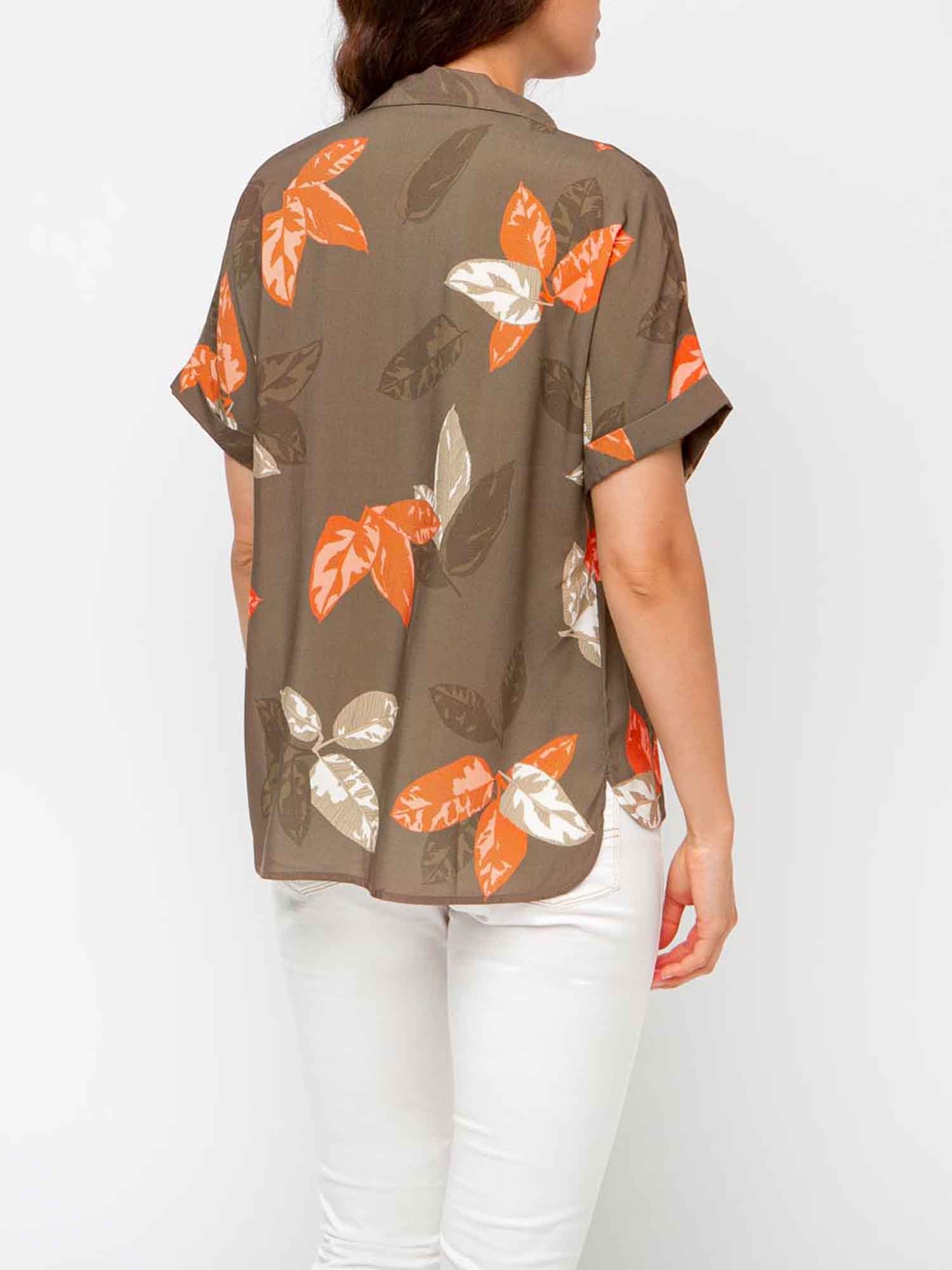 Chemise Femme Manches Courtes Motif Kaki