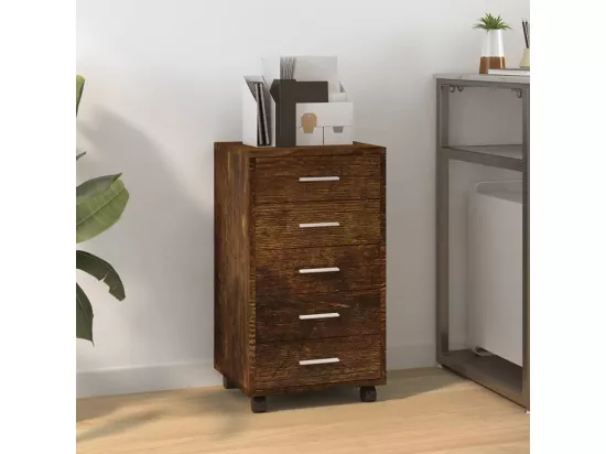 Armoire à tiroirs avec roulettes Chêne fumé Bois d'ingénierie