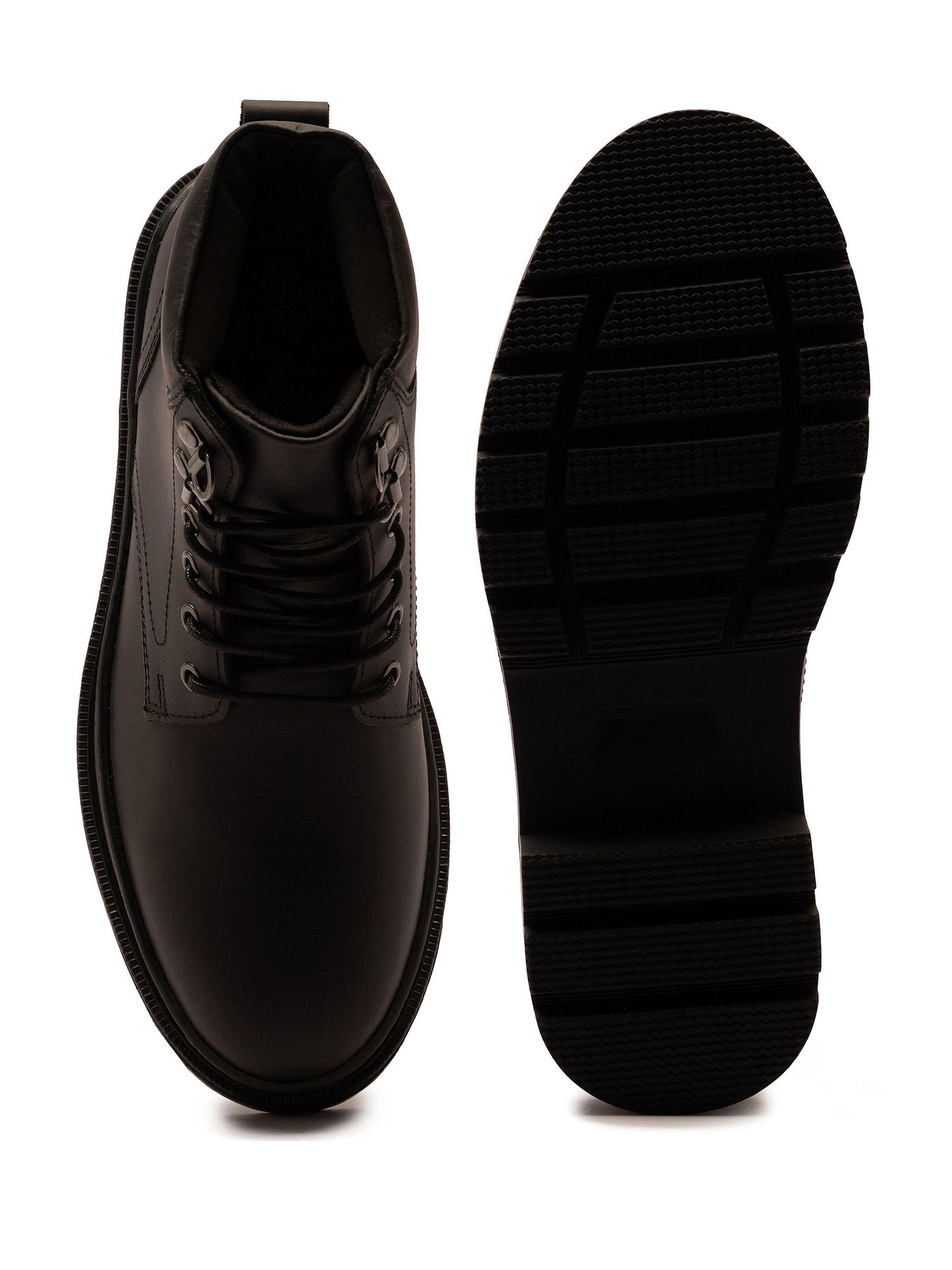 Zwart - Off The Hook Jones Leren Vetersluiting Casual Enkelboots
