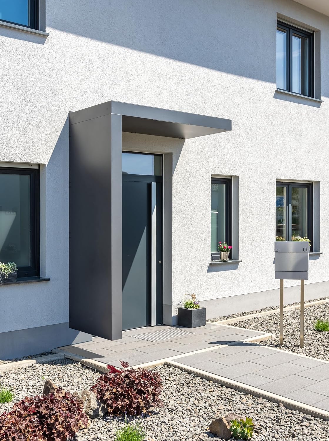 Gutta Rechteckvordach BS Plus 160 mit Seitenteil Links - Anthrazit | Maße: 160 x 90 x 15,5 cm und Seite 220 x 90 x 14,5 (BxTxH)