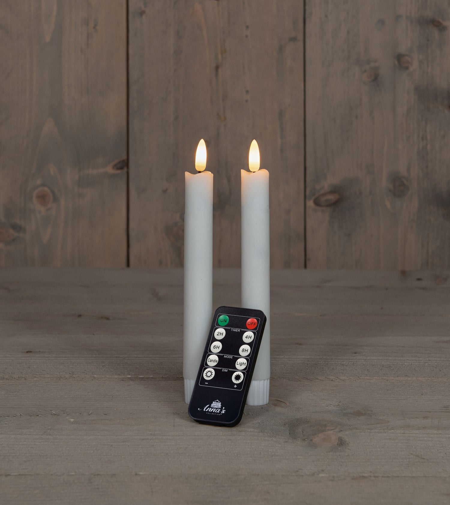 Anna's Collection LED dinerkaars Rustiek met timer wit D 2,1 H 18 cm 2 stuks