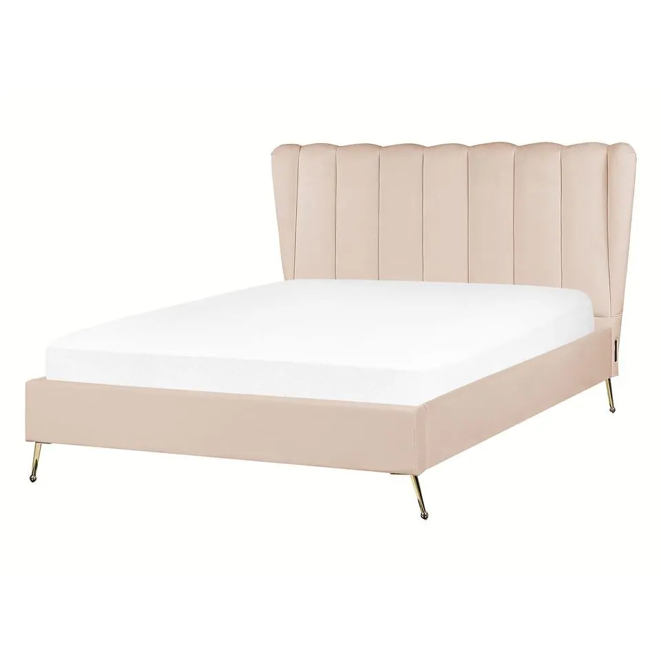 MIRIBEL - Tweepersoonsbed - Beige - 140x200 - Fluweel