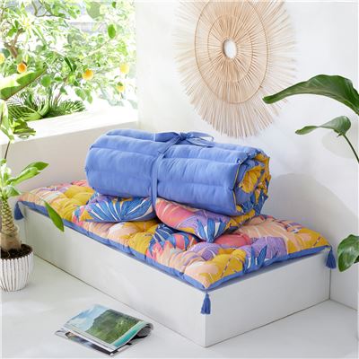 Futon déperlant imprimé tropical - BECQUET CRÉATION