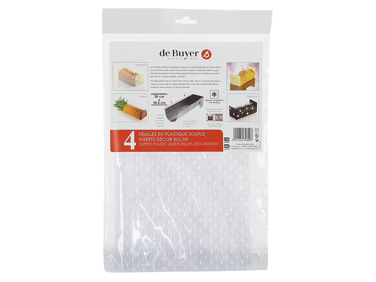 Feuilles décor de bûche (x 4) - 30 x 18,5 cm - De Buyer