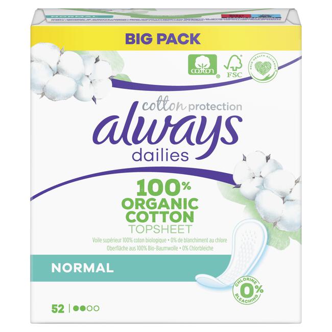 Always Dailies Cotton Protection Inlegkruisjes Normal Big Pack 52 Stuks