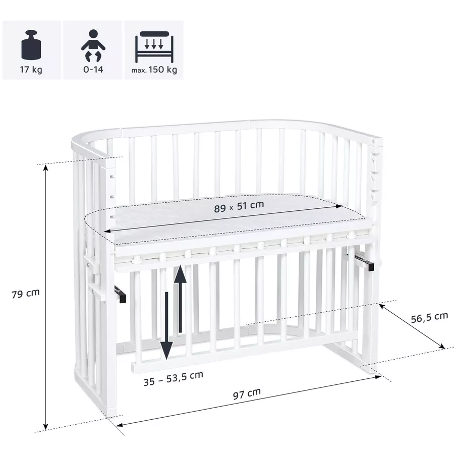 babybay Maxi Beistellbett Comfort Plus weiß lackiert