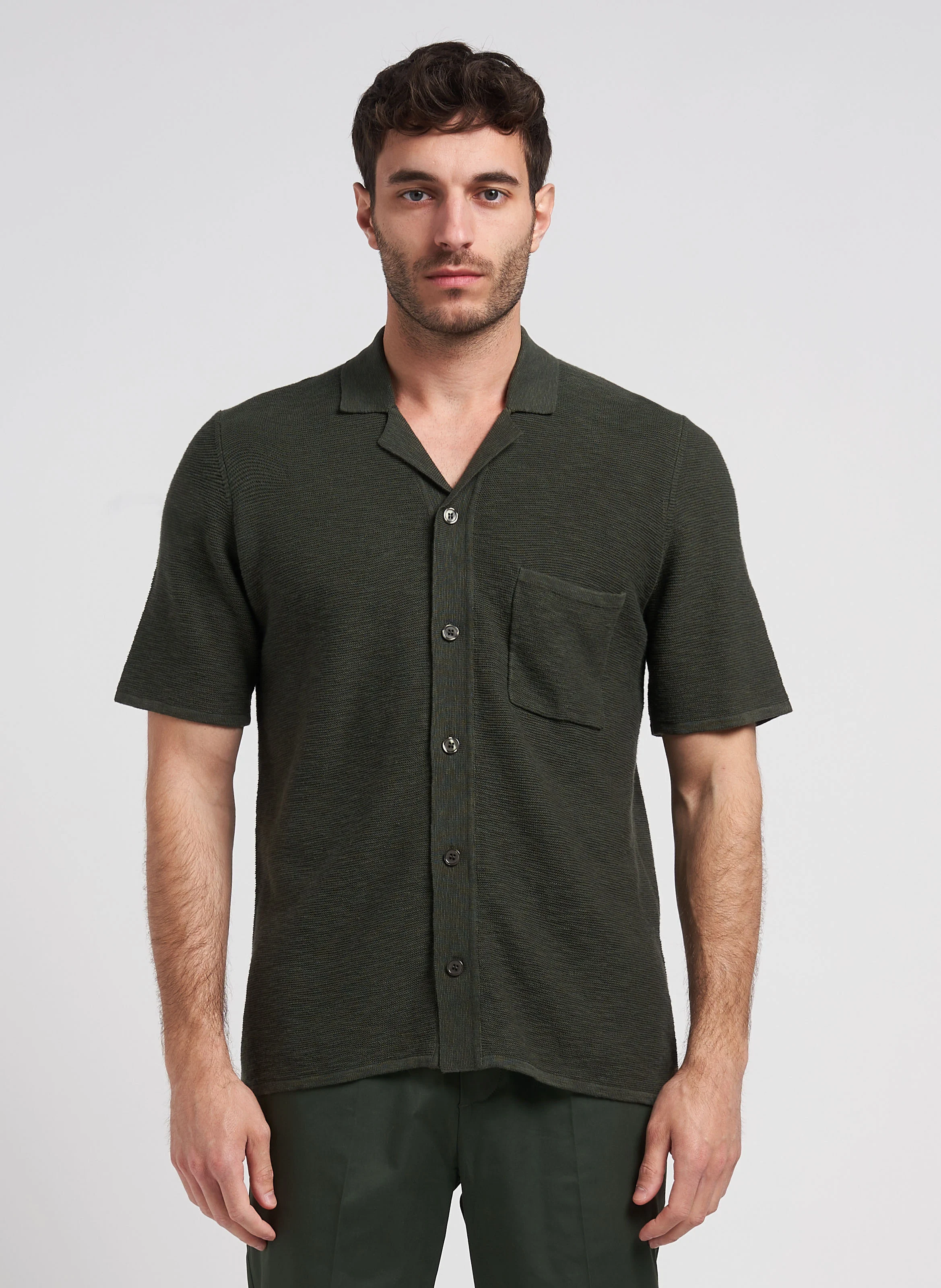 LARRY - Polo regular-fit en coton bio et en lin mélangés | Vert