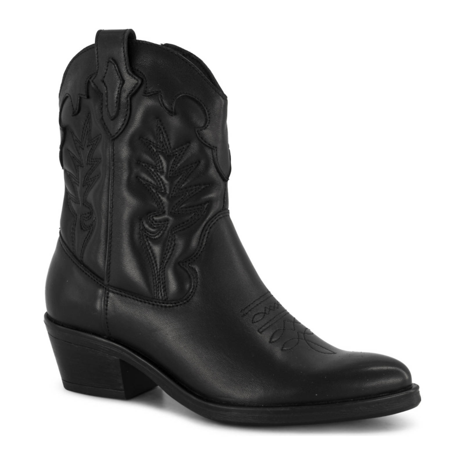 5th Avenue leren cowboylaarzen zwart