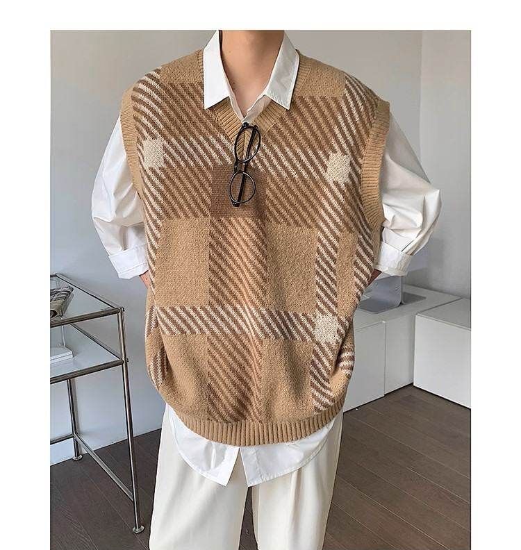 VEAZ - V-hals geruit vest