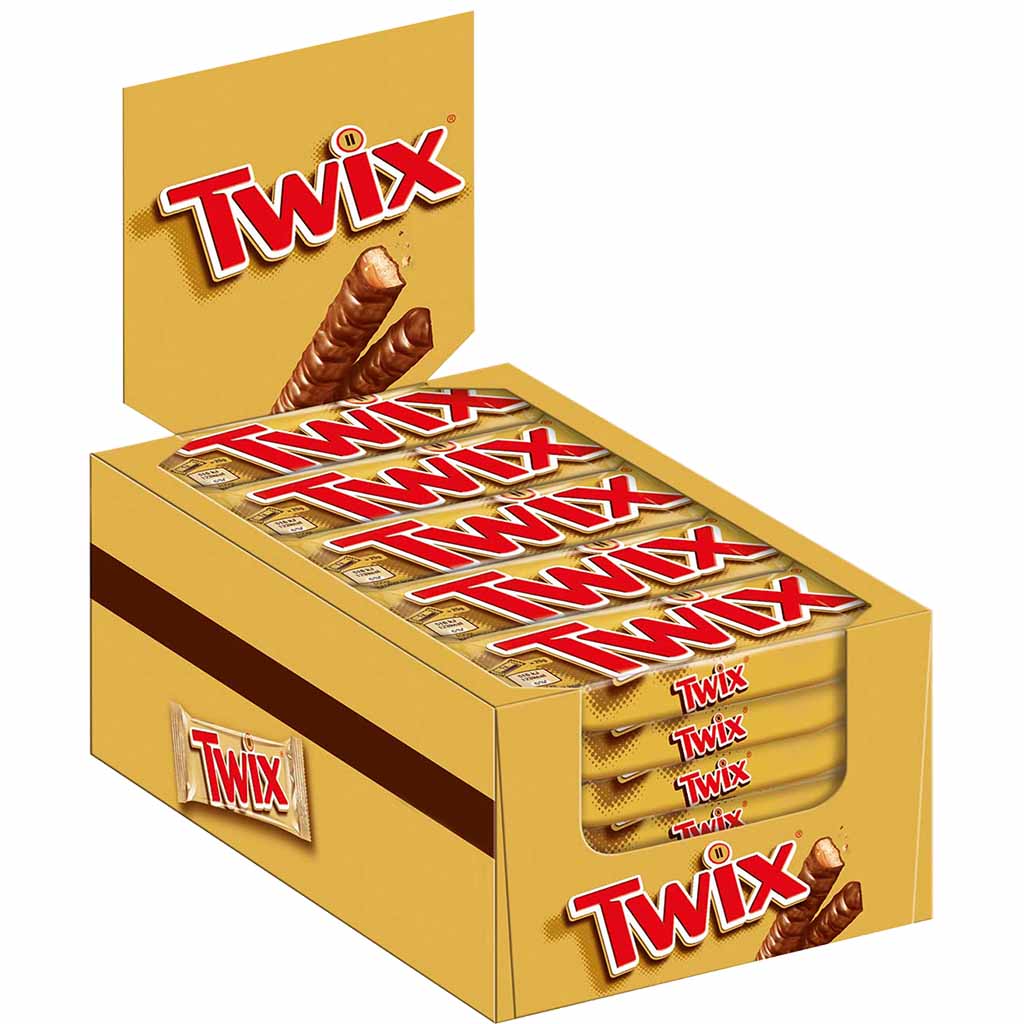 25x Twix Doppelriegel im Thekendisplay 25x50g = 1250g MHD:5.1.25