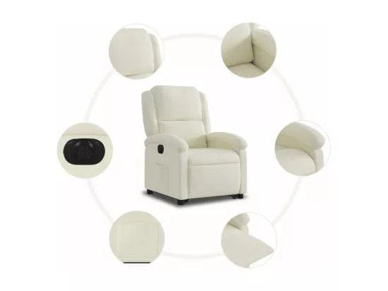 Fauteuil inclinable électrique crème velours