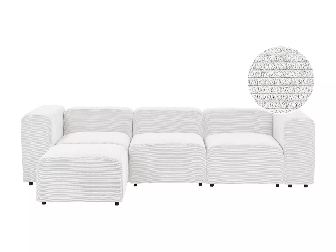 Canapé 3 places modulable avec ottoman en velours côtelé blanc FALSTERBO