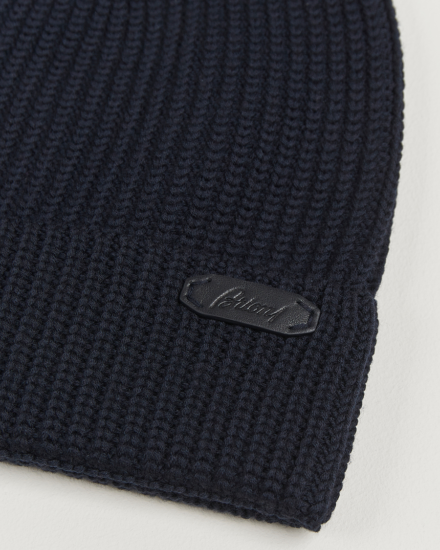 Brioni Rib Wool Beanie Navy
