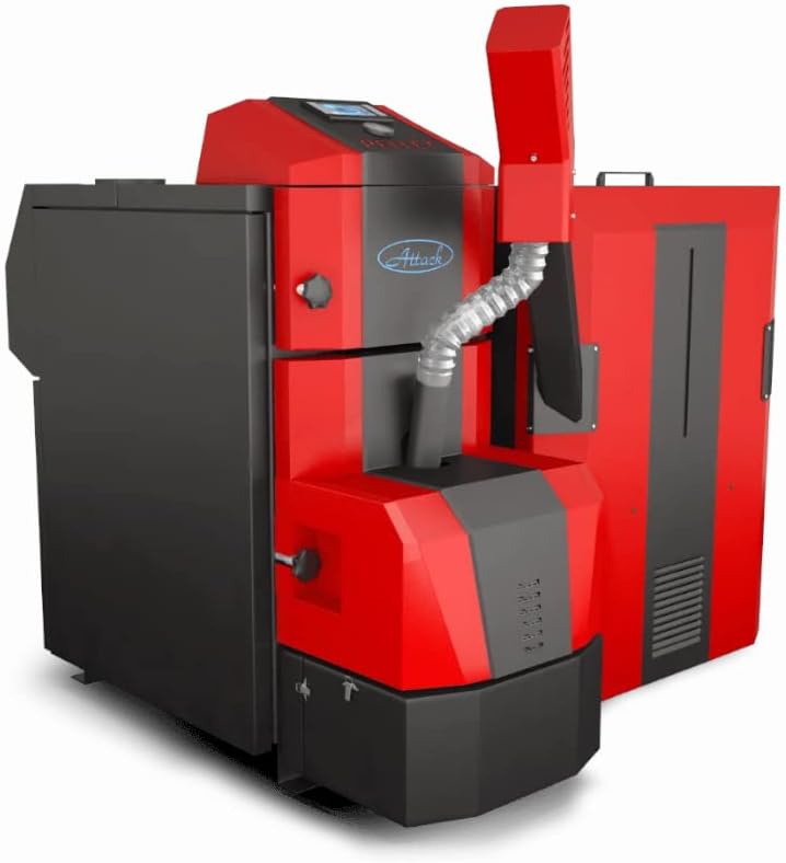 Attack Pelletkessel 30 Automatic Plus 30 kW Edelstahl Rot Pellet Pelletofen Heizt Flächen bis zu 185 m²