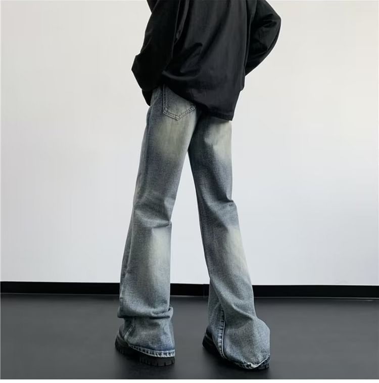 DuckleBeam - Mid Rise Washed Bootcut Jeans