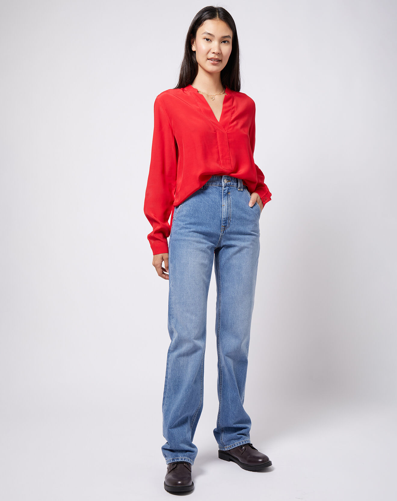 Esprit Blouse à encolure en V lenzing™ ecovero™ rouge