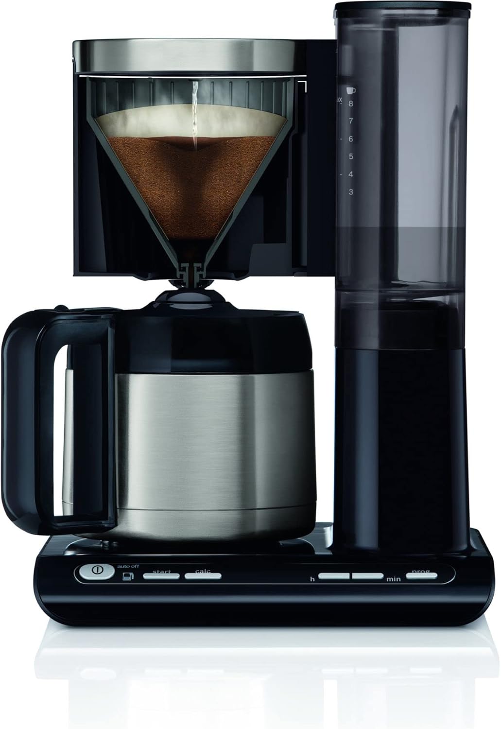 Bosch Filterkaffeemaschine Styline TKA8A683, Aroma Sensor, Edelstahl-Thermokanne 1,1 L, für 8-12 Tassen, Abschaltautomatik, Entkalkungssystem, Tropfstopp, abnehmbarer Wassertank (1 L), 1100 W, schwarz