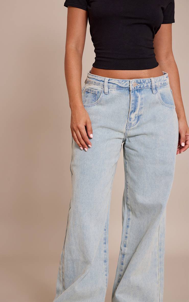 Vintage Bleach Wash Jean Boyfriend Taille Basse Petite
