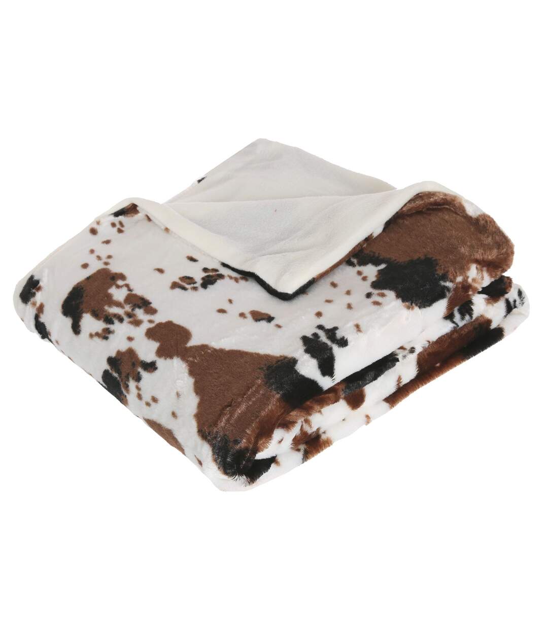 Plaid Vache - 130 x 160 cm - Blanc et marron