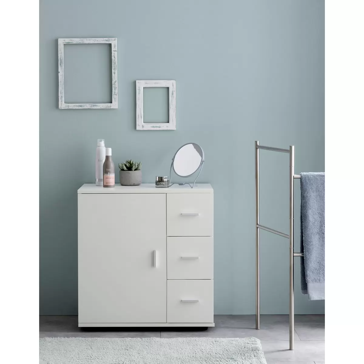 Kommode Almanera silber,weiss