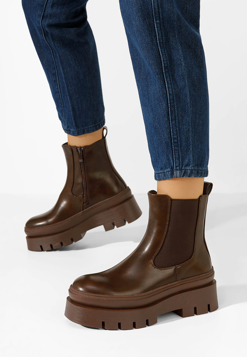 Bottines à plateforme brunes Solia