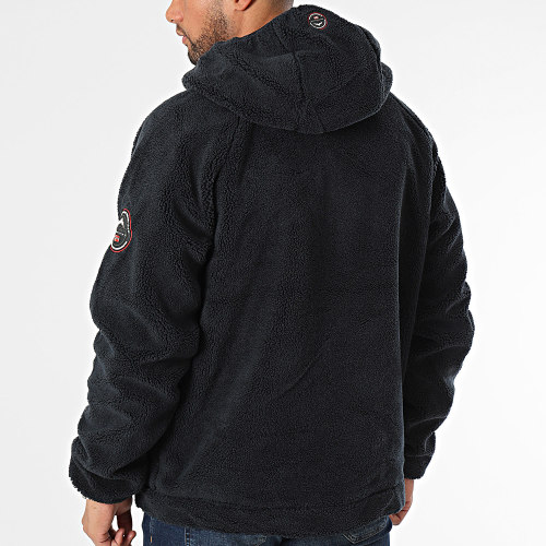 Veste Polaire Zippée Capuche Bleu Marine