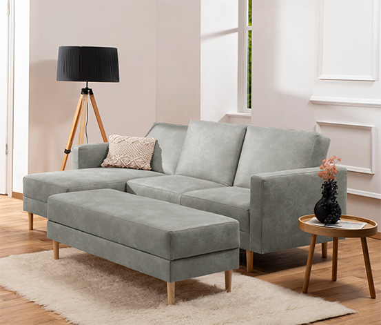 Federkern-Eckschlafsofa »Just Relax« mit Stauraumbank, grau