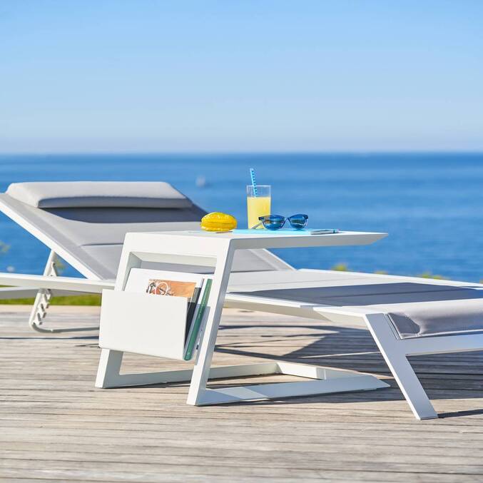 Table d'appoint de jardin carrée ALLURE Blanc
