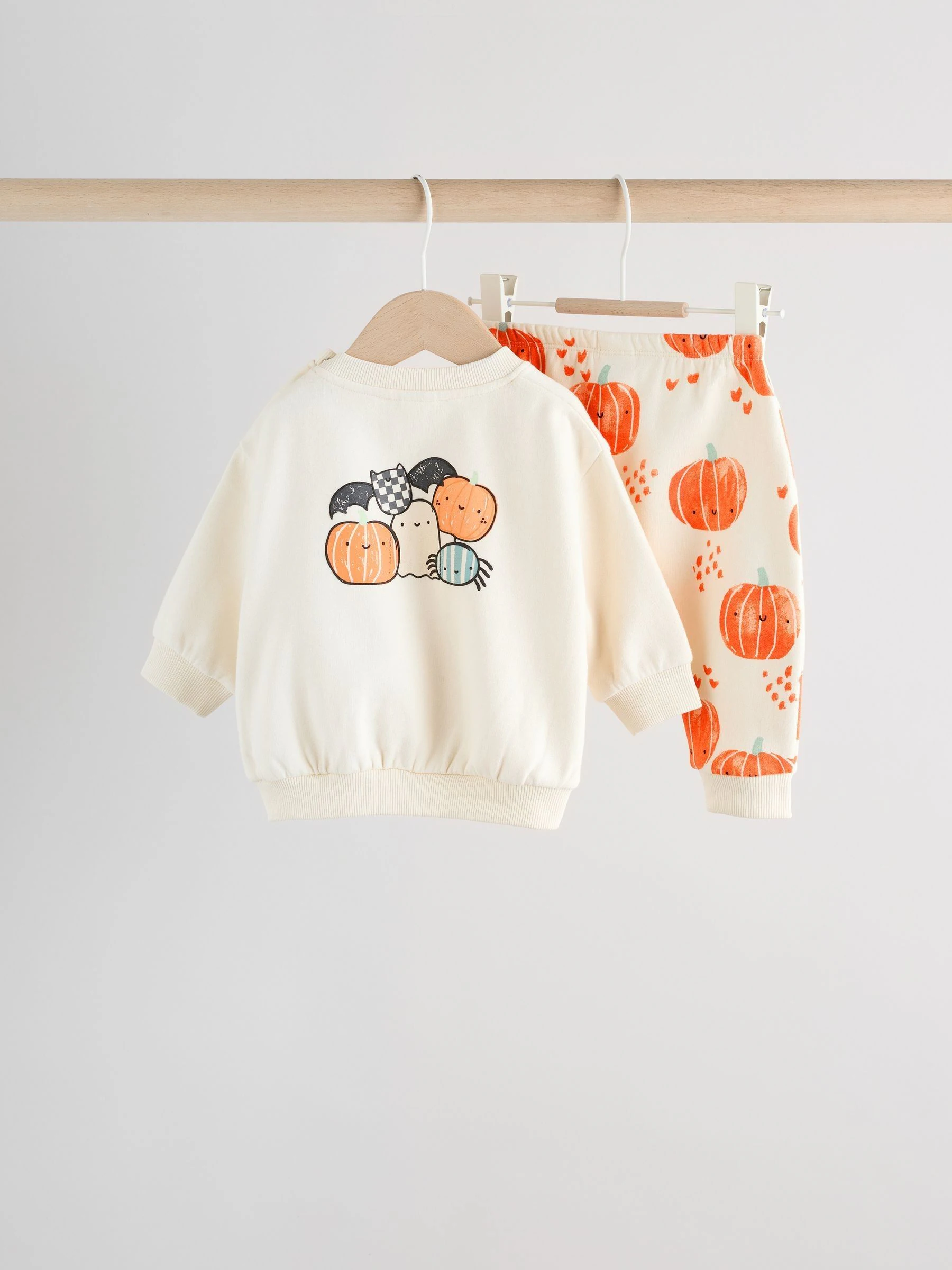 Pompoenprint - Baby Halloween-set van sweater en joggingbroek (0mnd-3jr)