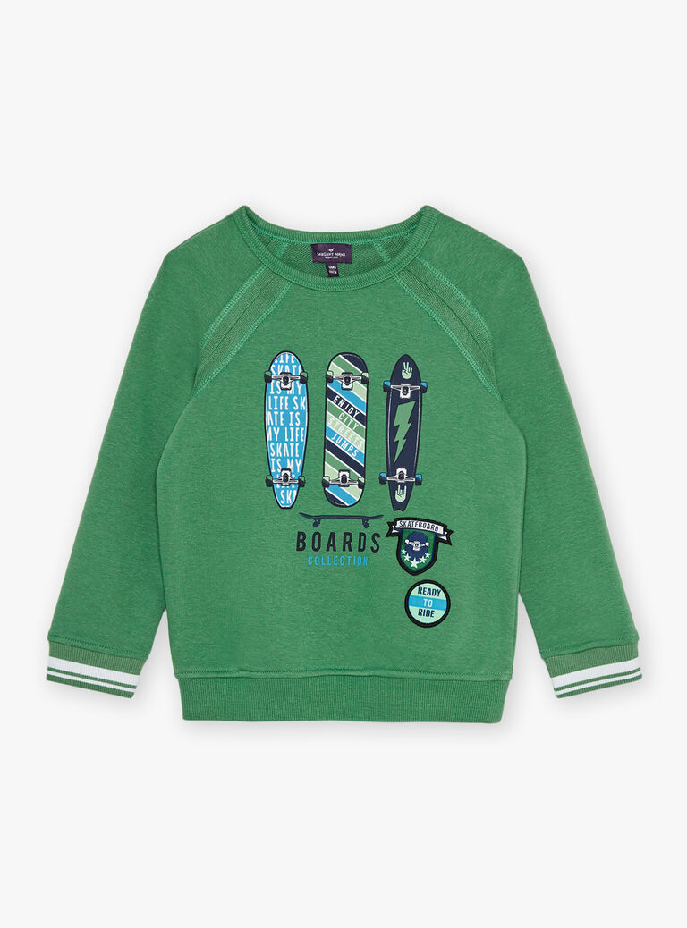Sweat vert à thème skateboards