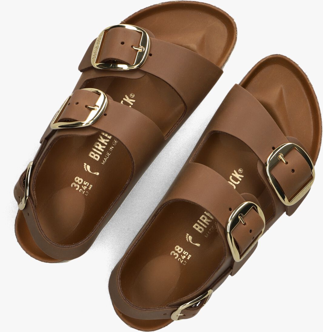 cognac birkenstock sandalen milano big buckle