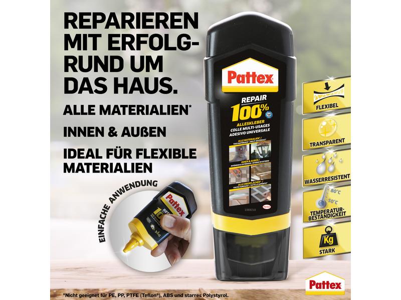 Pattex Alleskleber 100% Multi Power Kleber 100 g, Transpare Universalkleber