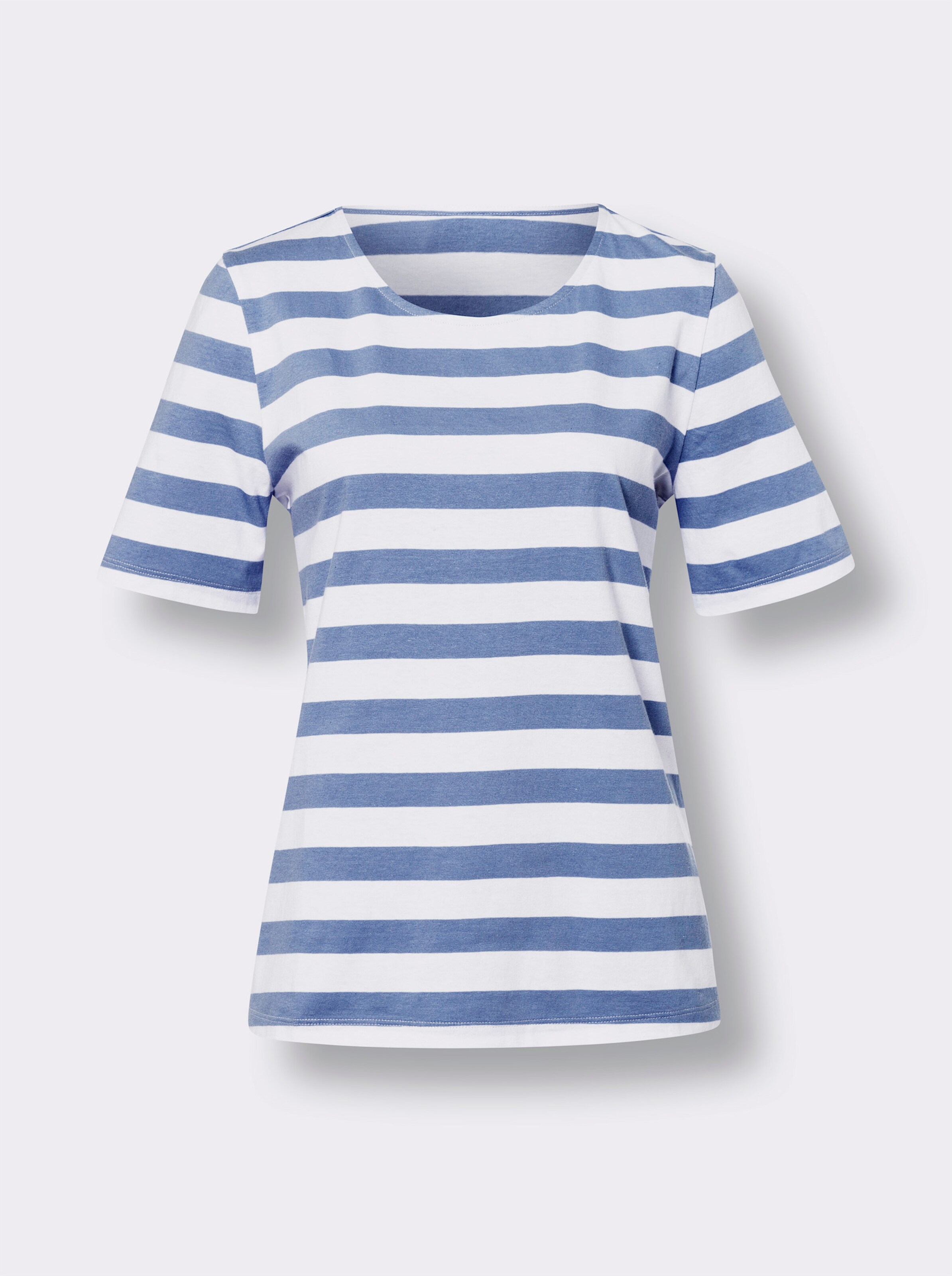Kurzarmshirt mit garngefärbten Streifen