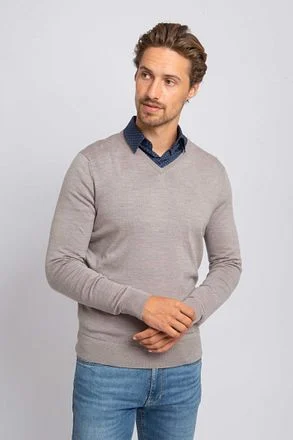 Suitable Merino Pullover V-Hals Greige PU-MRI-V-24 VP195390 Greige kopen