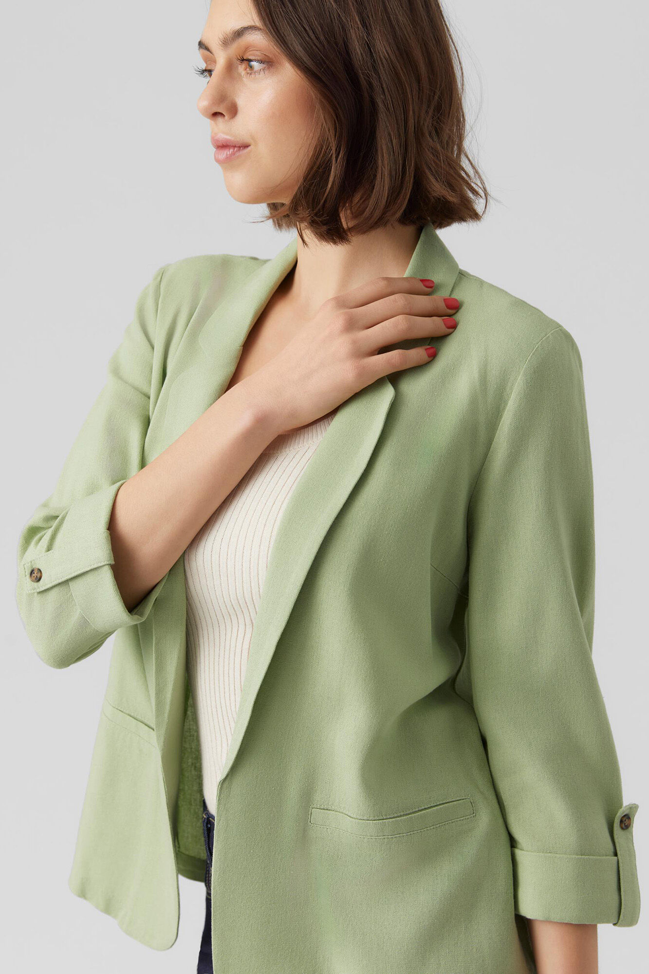 Blazer 3/4 Manga em Linho - Verde